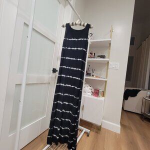 Black/White Stripe Cotton Maxi Dress